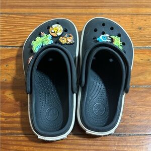 CROCS Kids Black Slippers with Colorful Charms